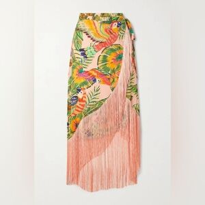 Farm Rio / Macaw Leaves Fringe Skirt